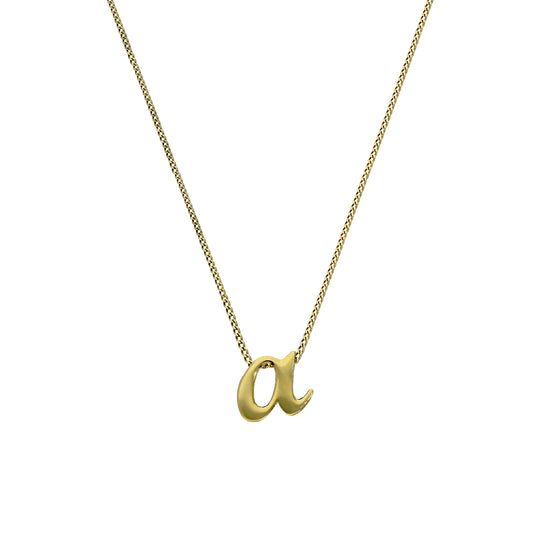 Tiny 9ct Gold Alphabet Letter A Pendant Necklace 16 - 20 Inches