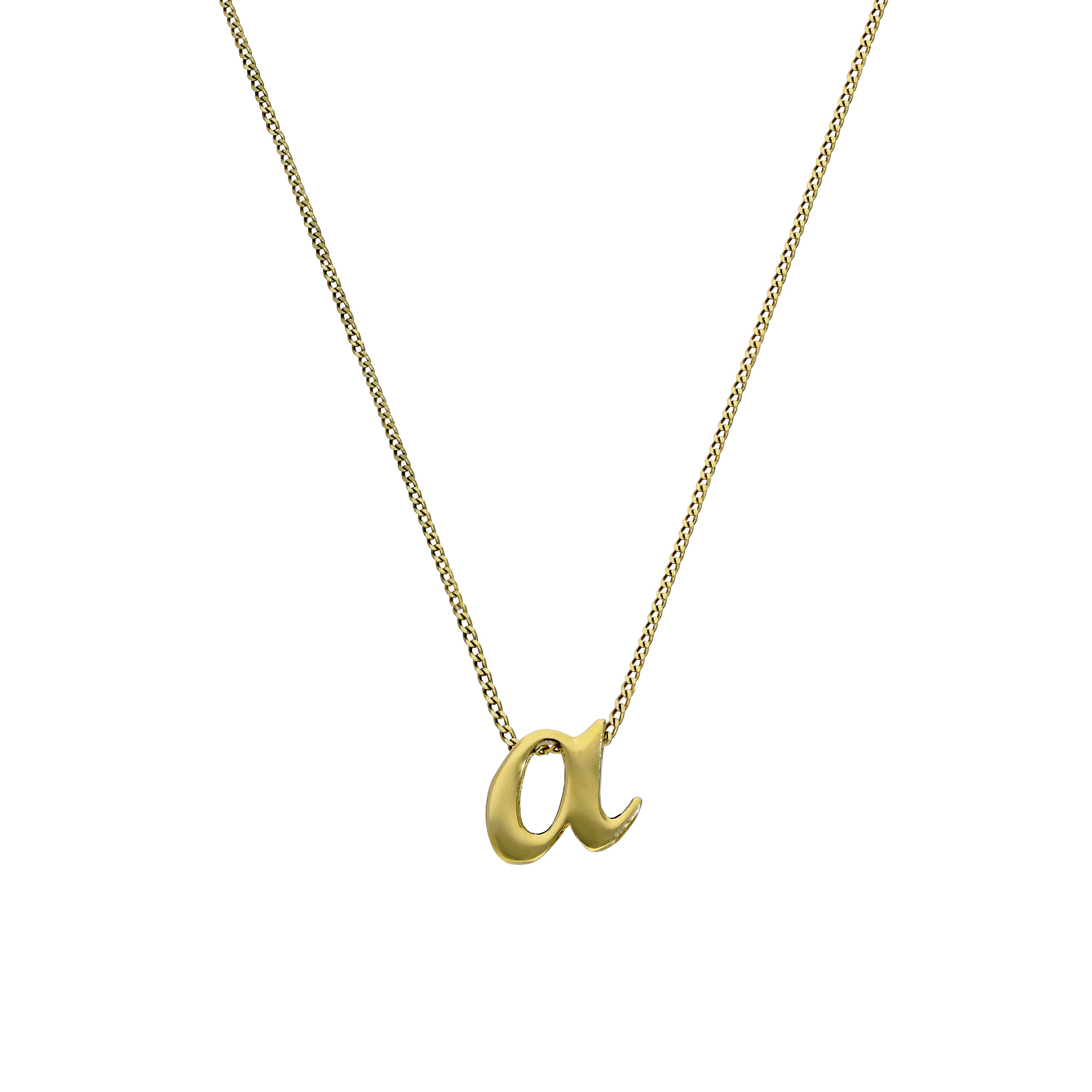 Tiny 9ct Gold Alphabet Letter A Pendant Necklace 16 - 20 Inches