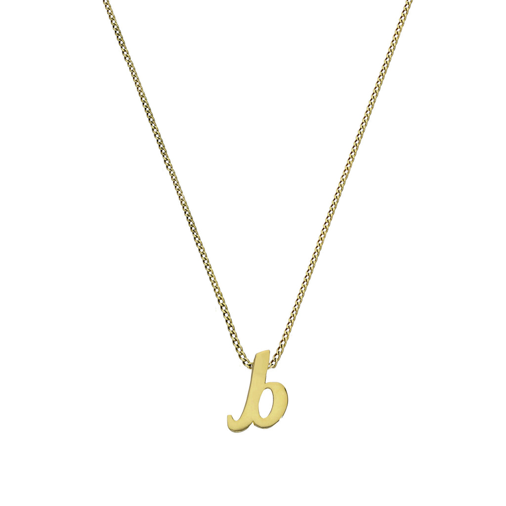 Tiny 9ct Gold Alphabet Letter B Pendant Necklace 16 - 20 Inches