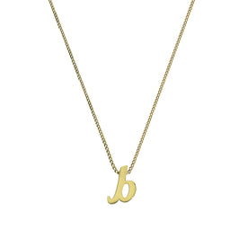 Tiny 9ct Gold Alphabet Letter B Pendant Necklace 16 - 20 Inches
