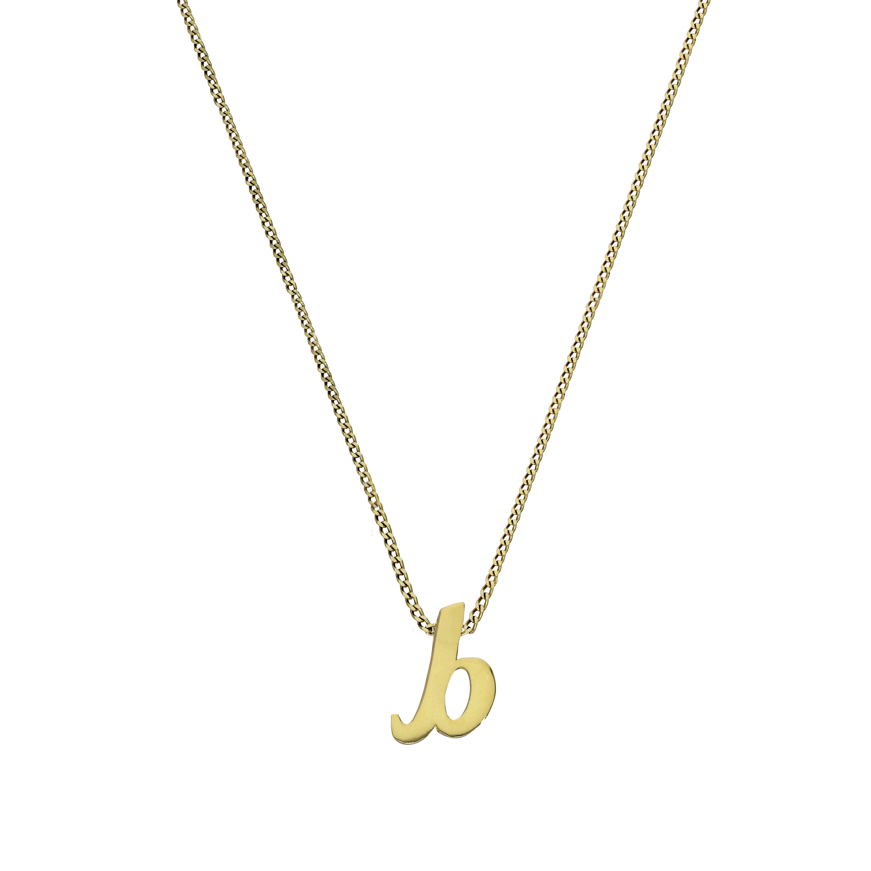 Tiny 9ct Gold Alphabet Letter B Pendant Necklace 16 - 20 Inches