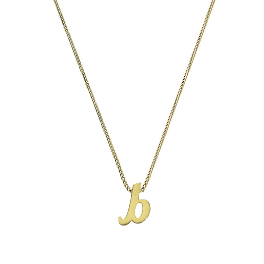 Tiny 9ct Gold Alphabet Letter B Pendant Necklace 16 - 20 Inches