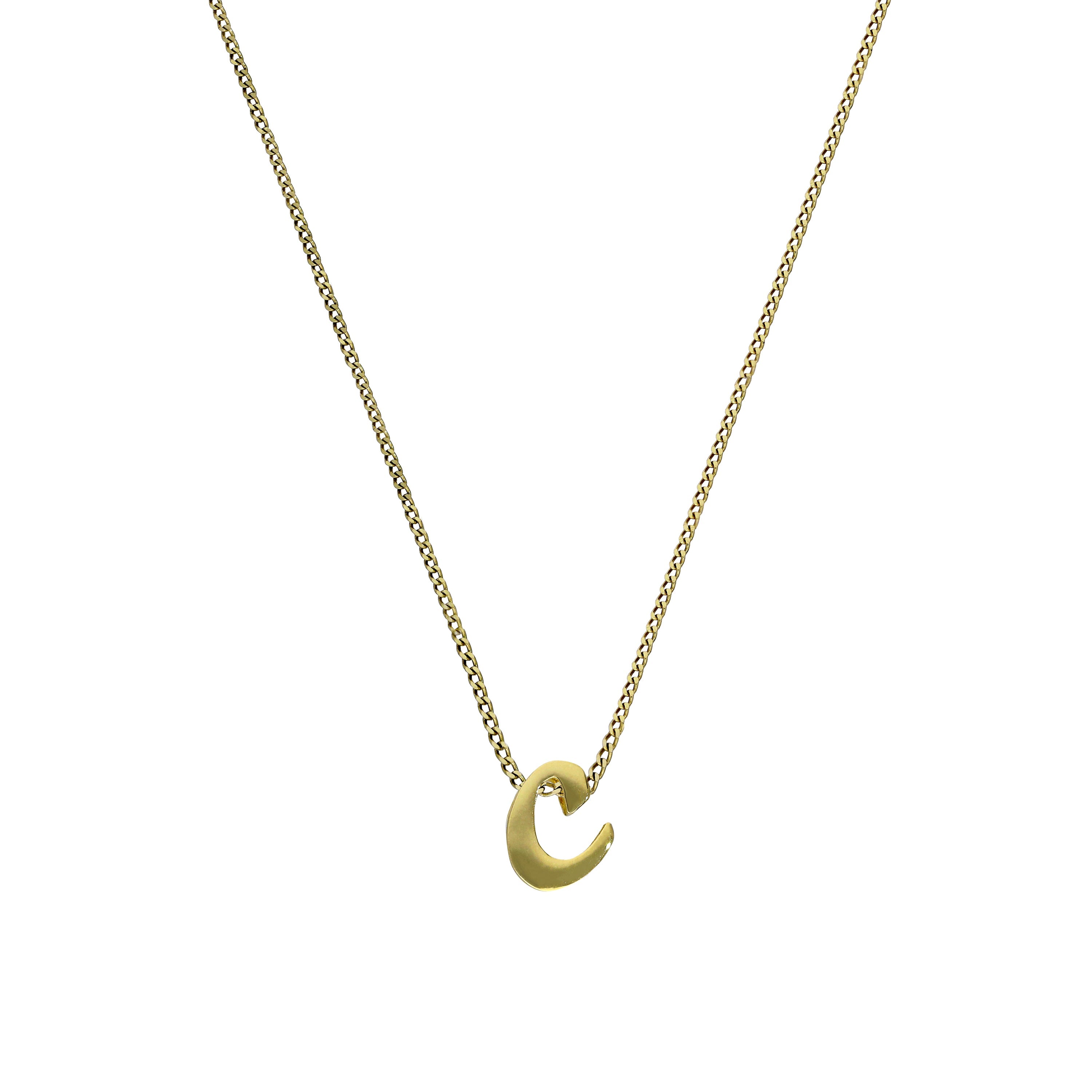 Tiny 9ct Gold Alphabet Letter C Pendant Necklace 16 - 20 Inches
