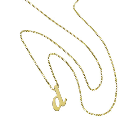 Tiny 9ct Gold Alphabet Letter D Pendant Necklace 16 - 20 Inches