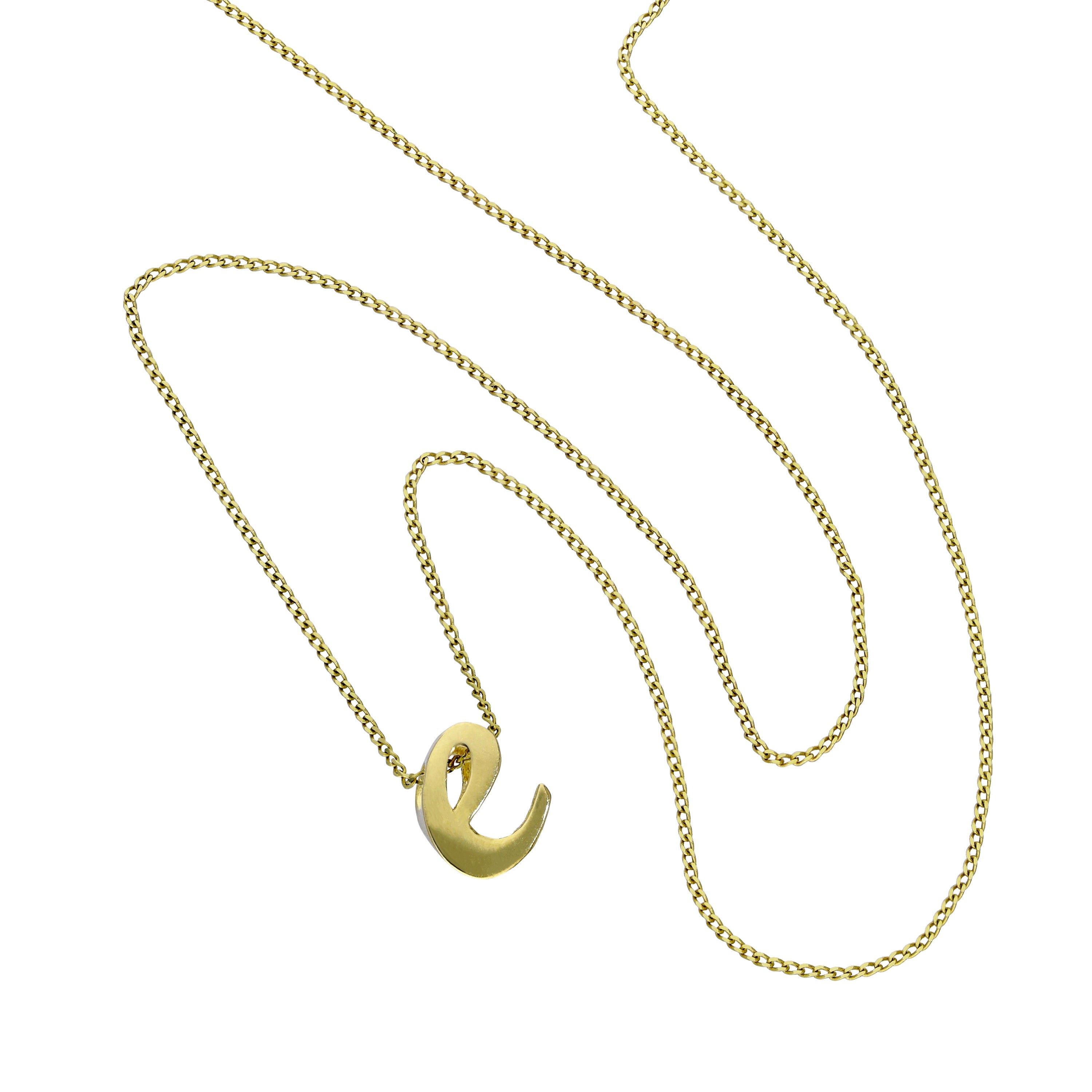 Tiny 9ct Gold Alphabet Letter E Pendant Necklace 16 - 20 Inches