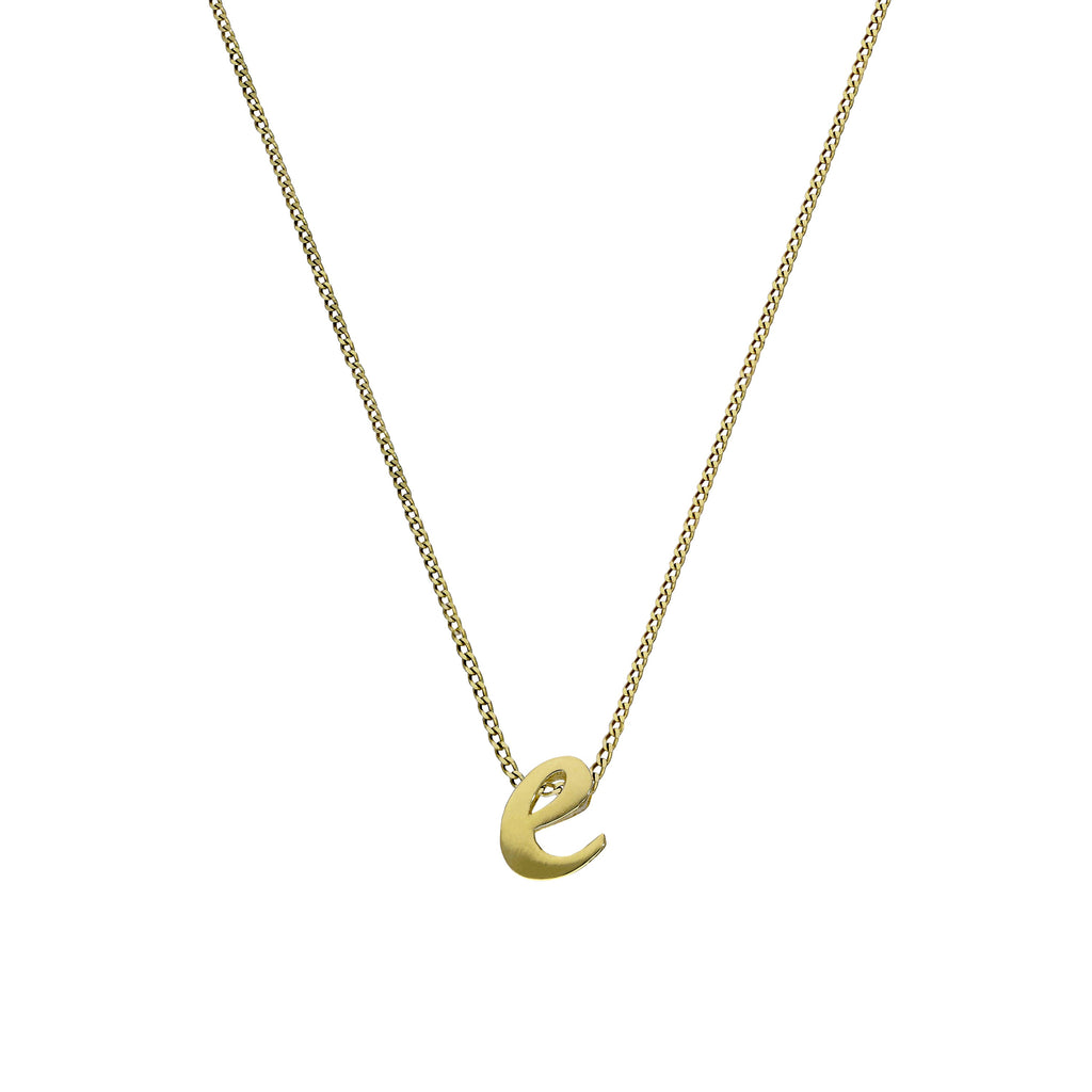 Tiny 9ct Gold Alphabet Letter E Pendant Necklace 16 - 20 Inches