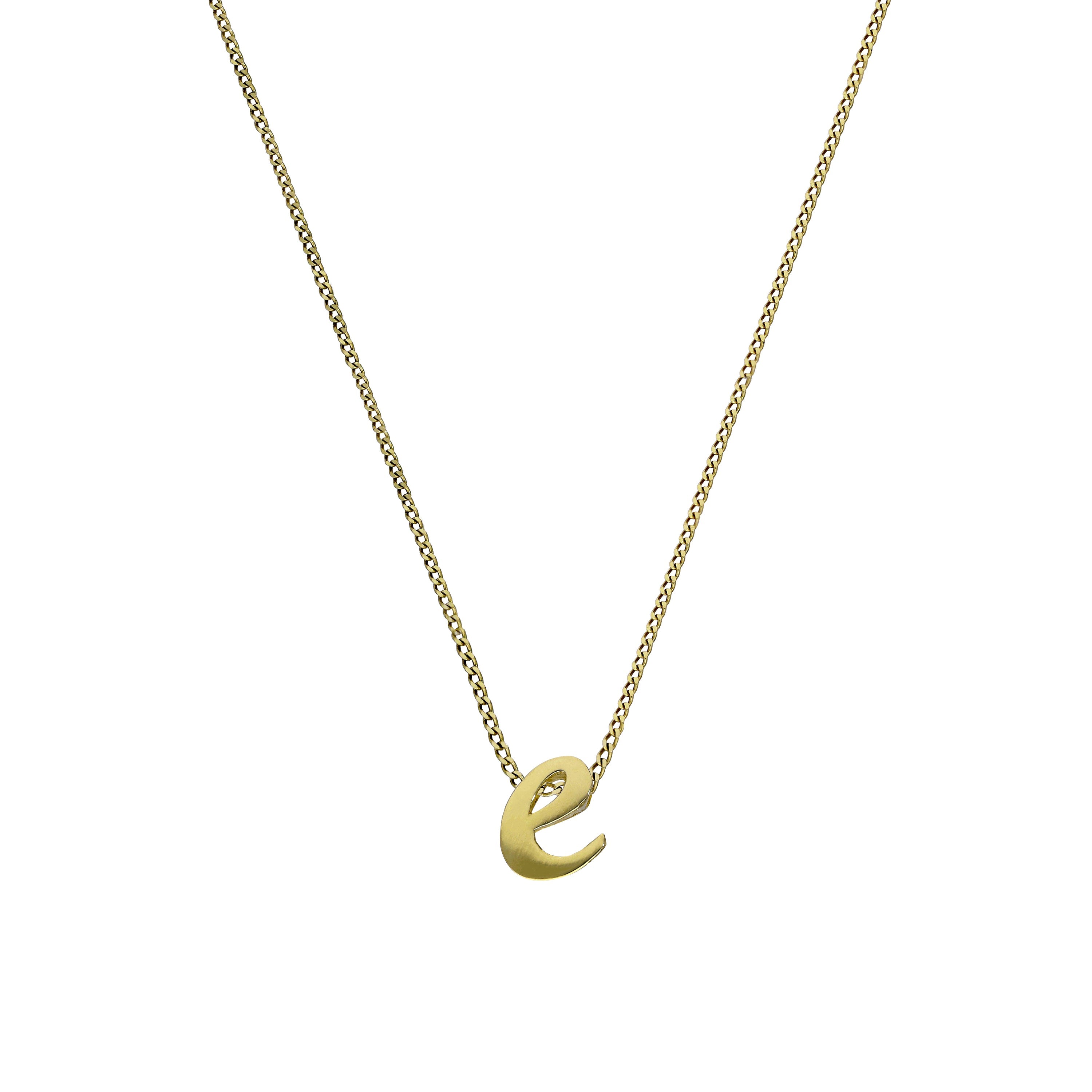 Tiny 9ct Gold Alphabet Letter E Pendant Necklace 16 - 20 Inches
