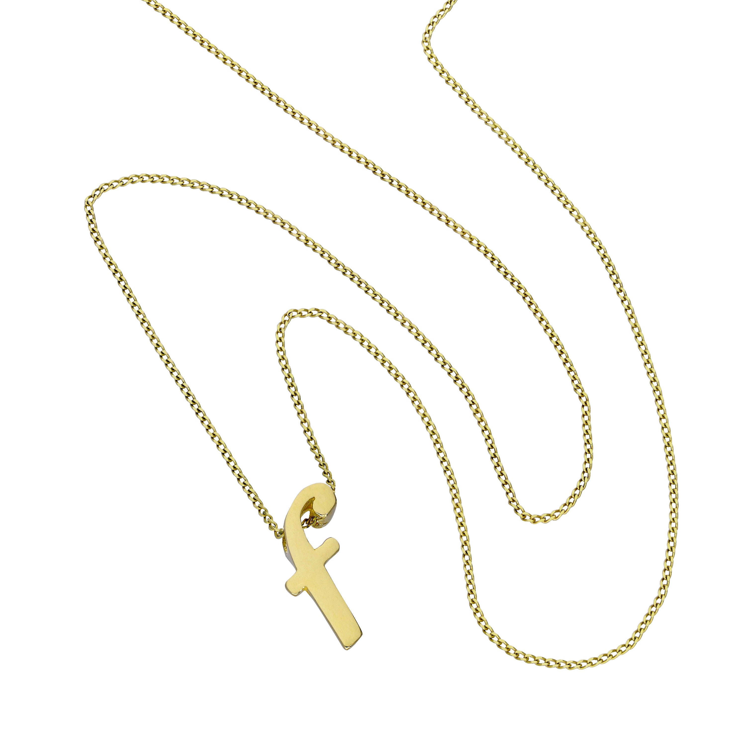Tiny 9ct Gold Alphabet Letter F Pendant Necklace 16 - 20 Inches