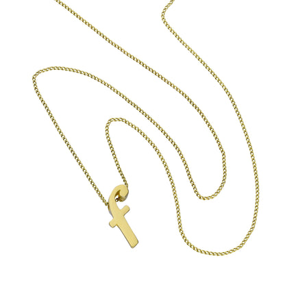 Tiny 9ct Gold Alphabet Letter F Pendant Necklace 16 - 20 Inches