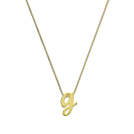 Tiny 9ct Gold Alphabet Letter G Pendant Necklace 16 - 20 Inches