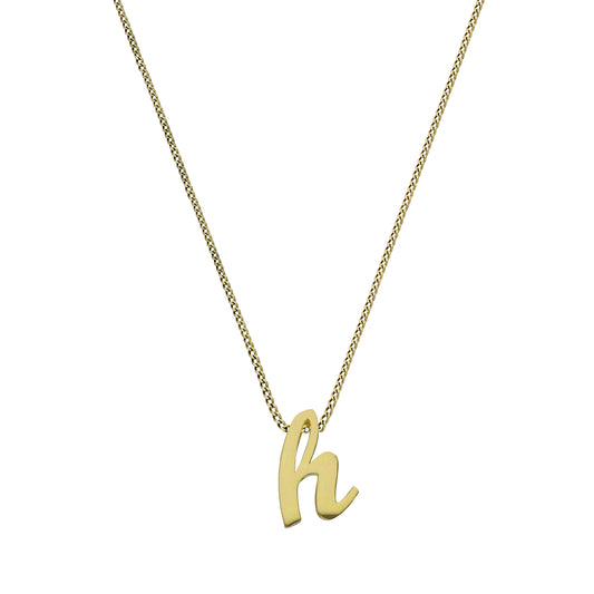 Tiny 9ct Gold Alphabet Letter H Pendant Necklace 16 - 20 Inches