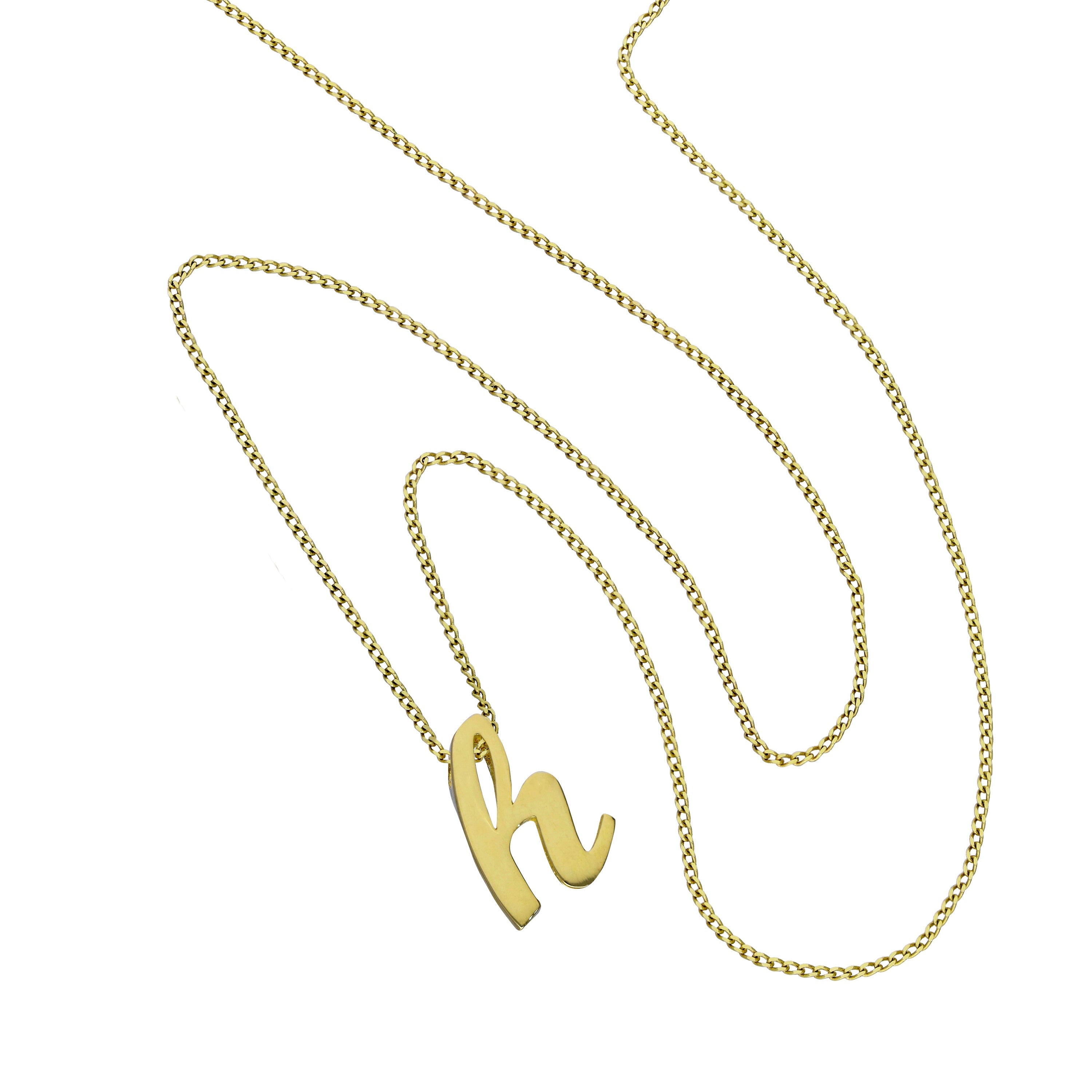 Tiny 9ct Gold Alphabet Letter H Pendant Necklace 16 - 20 Inches