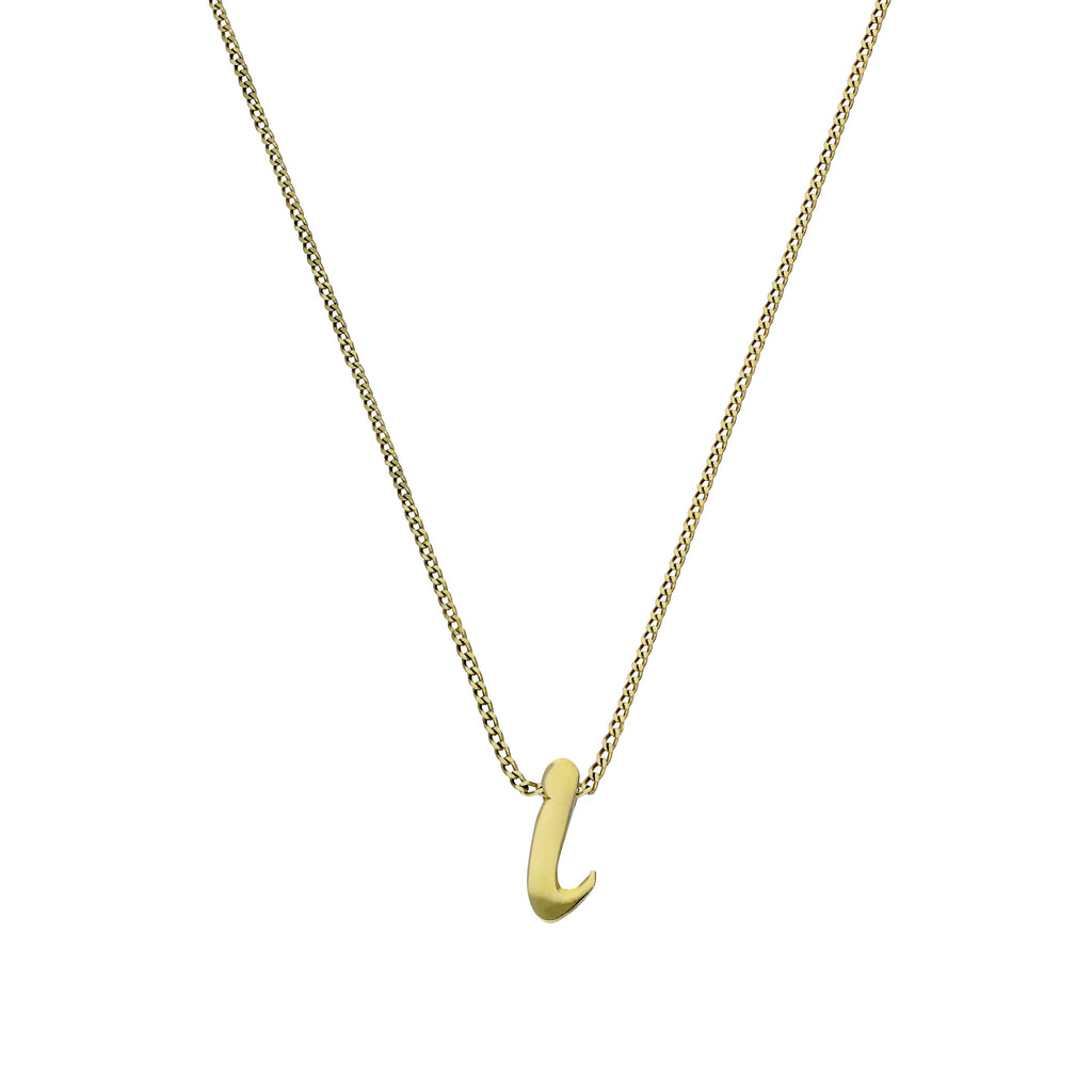 Tiny 9ct Gold Alphabet Letter I Pendant Necklace 16 - 20 Inches