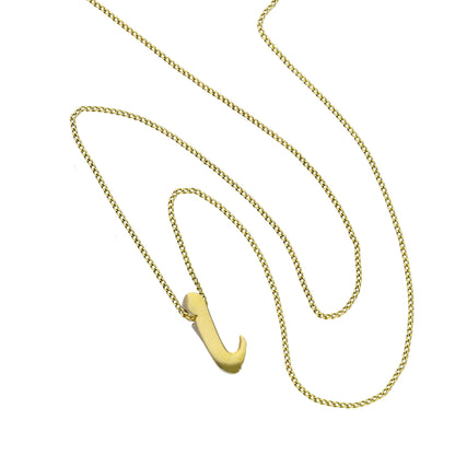 Tiny 9ct Gold Alphabet Letter I Pendant Necklace 16 - 20 Inches