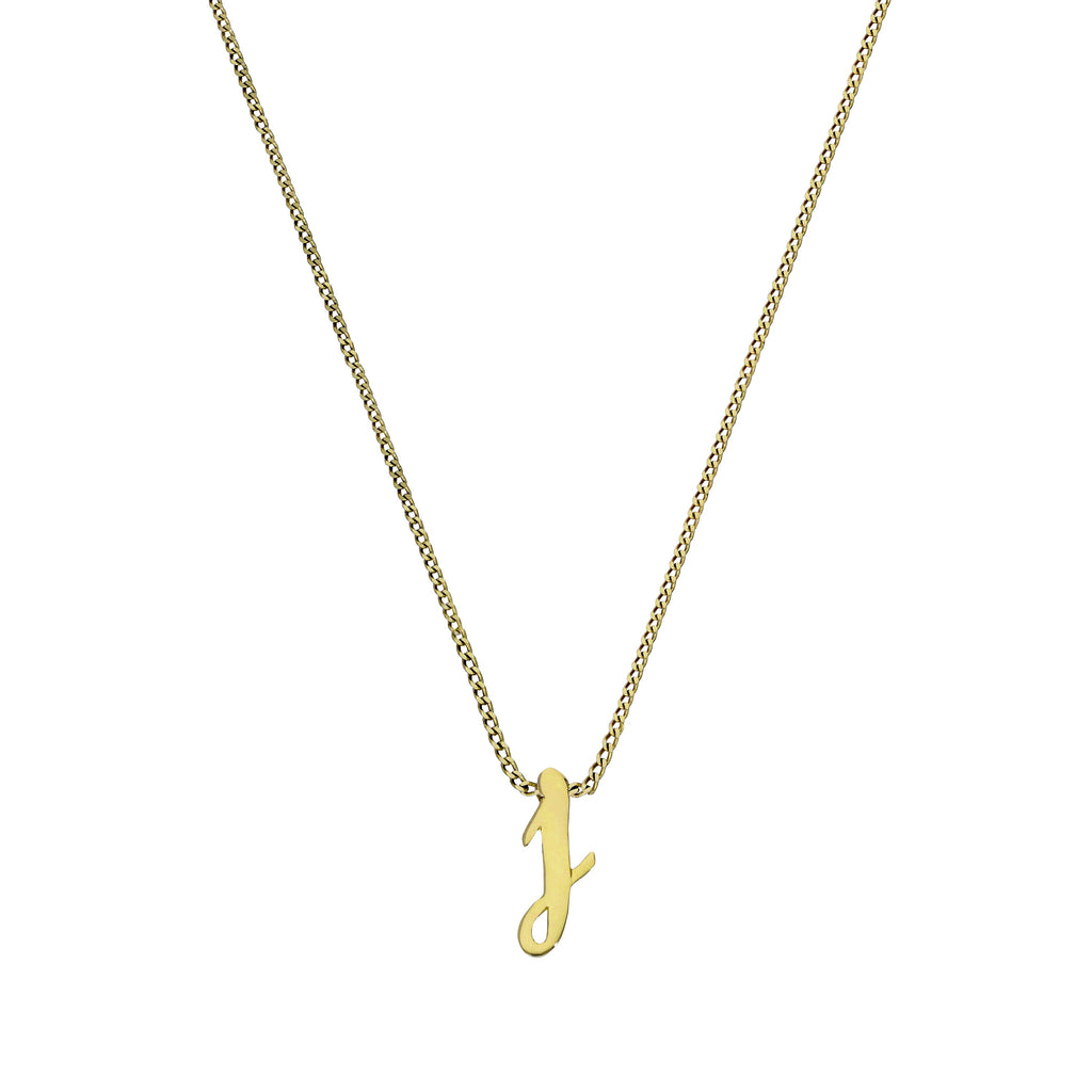 Tiny 9ct Gold Alphabet Letter J Pendant Necklace 16 - 20 Inches