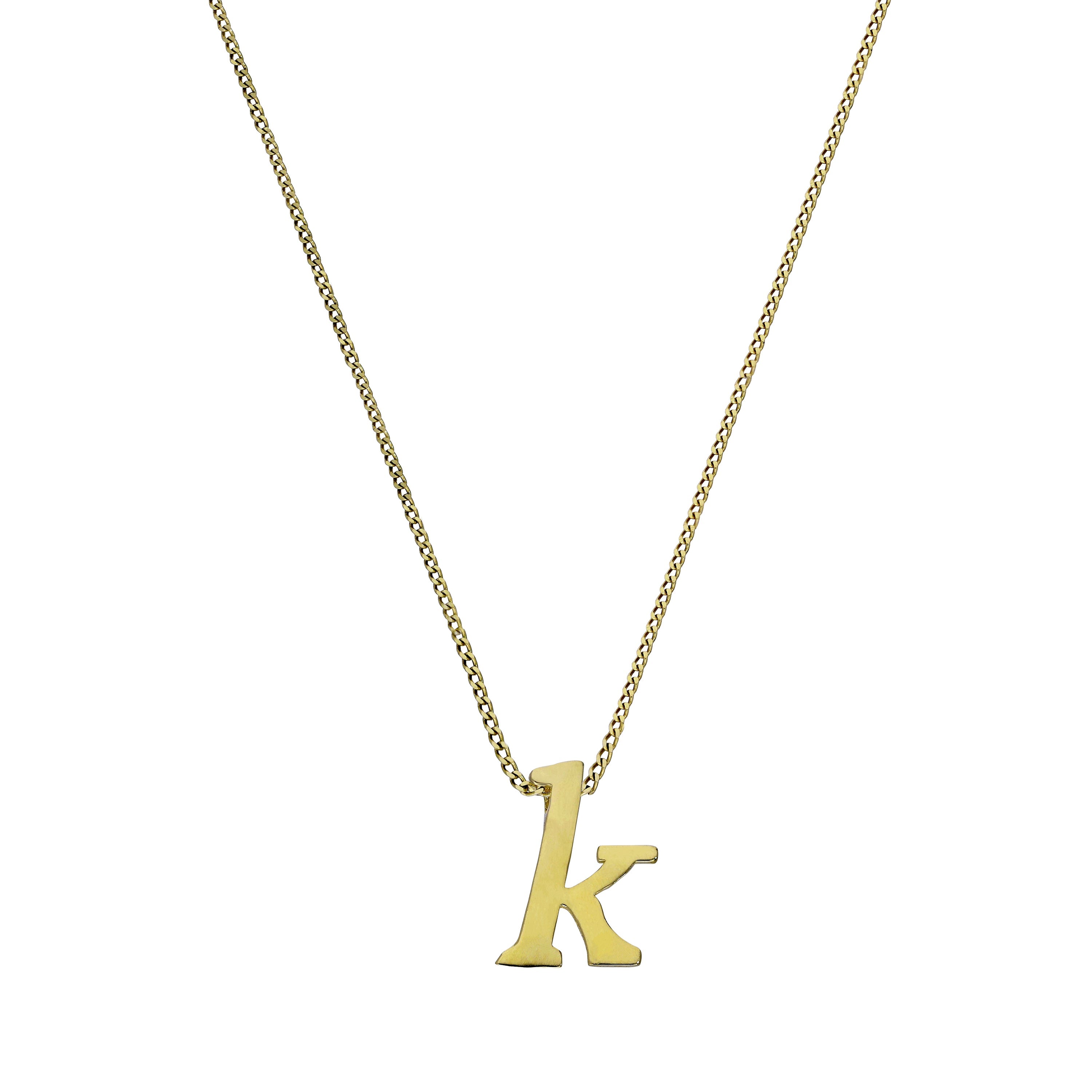 Tiny 9ct Gold Alphabet Letter K Pendant Necklace 16 - 20 Inches ...