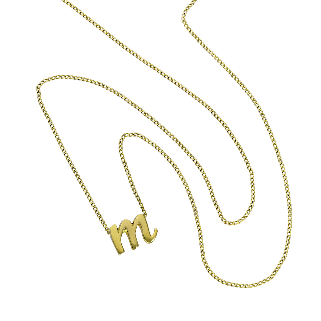 Tiny 9ct Gold Alphabet Letter M Pendant Necklace 16 - 20 Inches