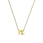 Tiny 9ct Gold Alphabet Letter N Pendant Necklace 16 - 20 Inches