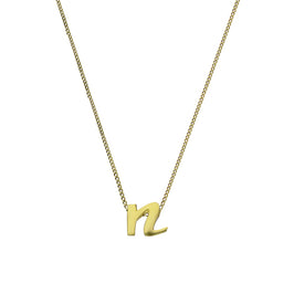 Tiny 9ct Gold Alphabet Letter N Pendant Necklace 16 - 20 Inches