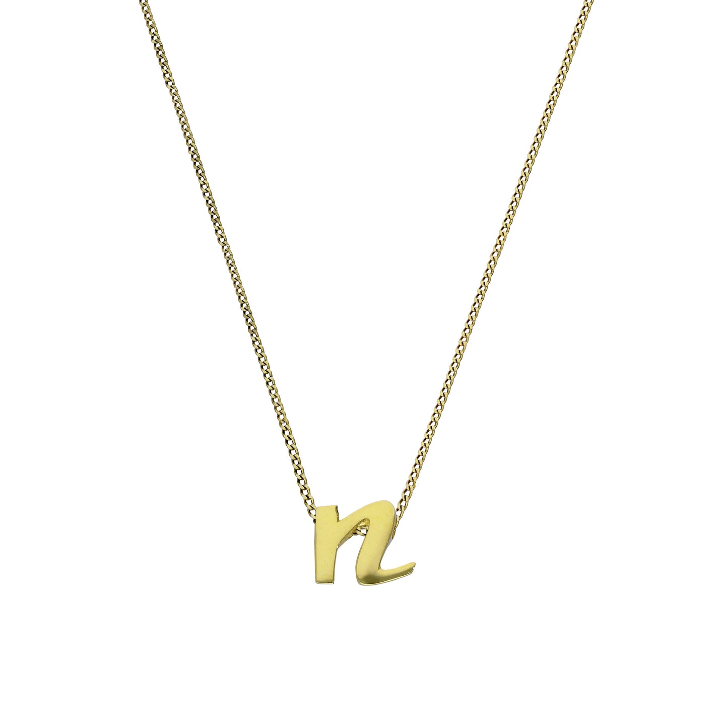 Tiny 9ct Gold Alphabet Letter N Pendant Necklace 16 - 20 Inches