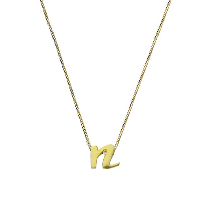 Tiny 9ct Gold Alphabet Letter N Pendant Necklace 16 - 20 Inches