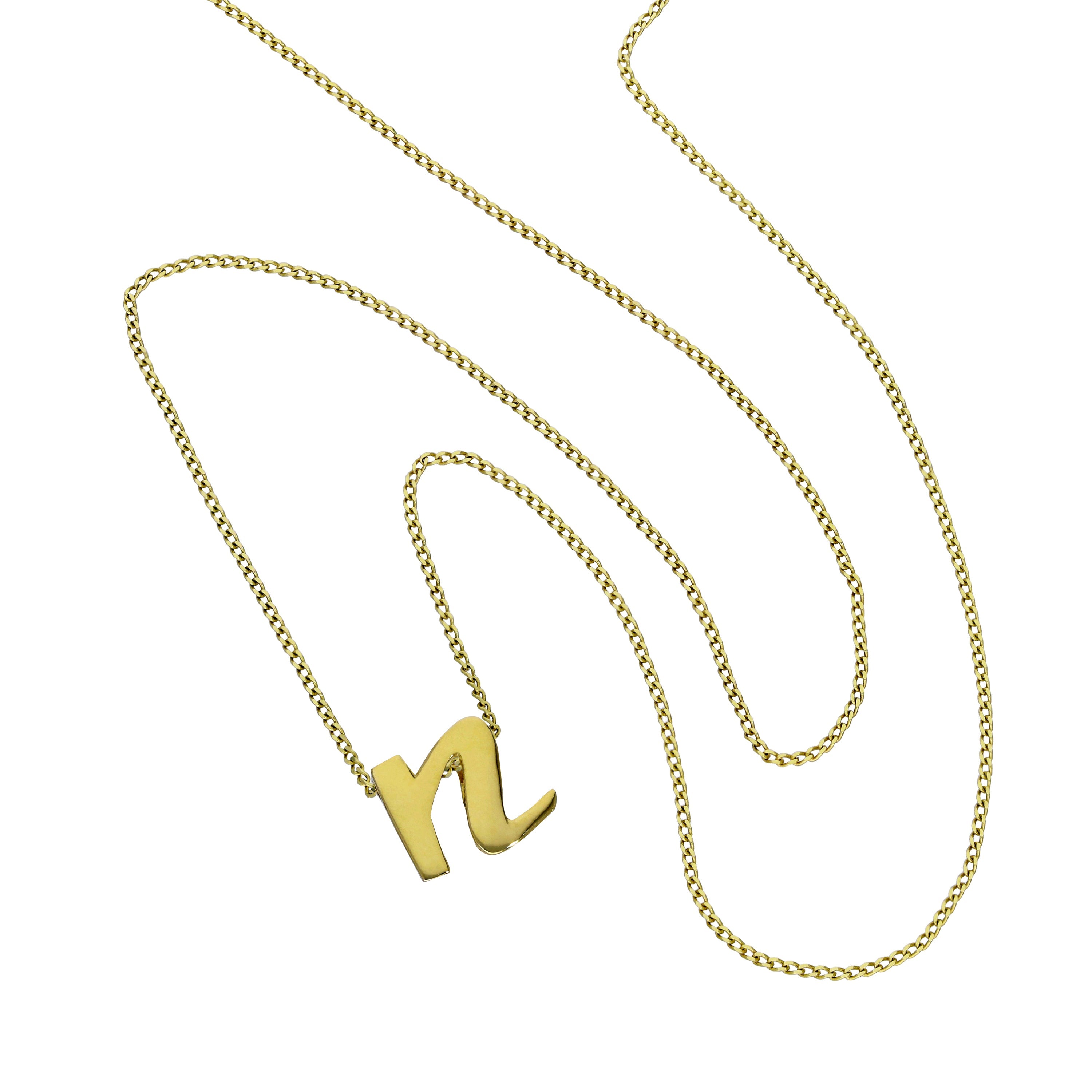 Tiny 9ct Gold Alphabet Letter N Pendant Necklace 16 - 20 Inches