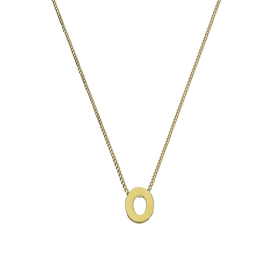 Tiny 9ct Gold Alphabet Letter O Pendant Necklace 16 - 20 Inches