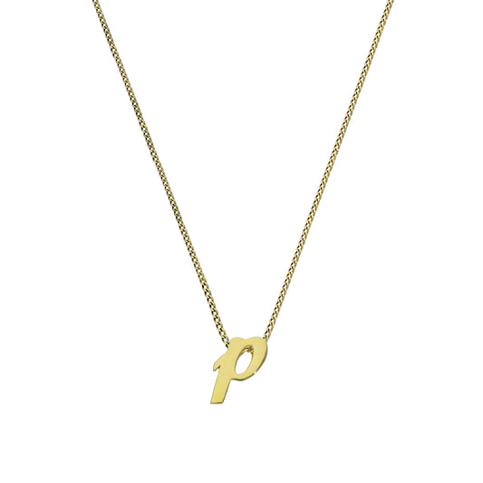 Tiny 9ct Gold Alphabet Letter P Pendant Necklace 16 - 20 Inches