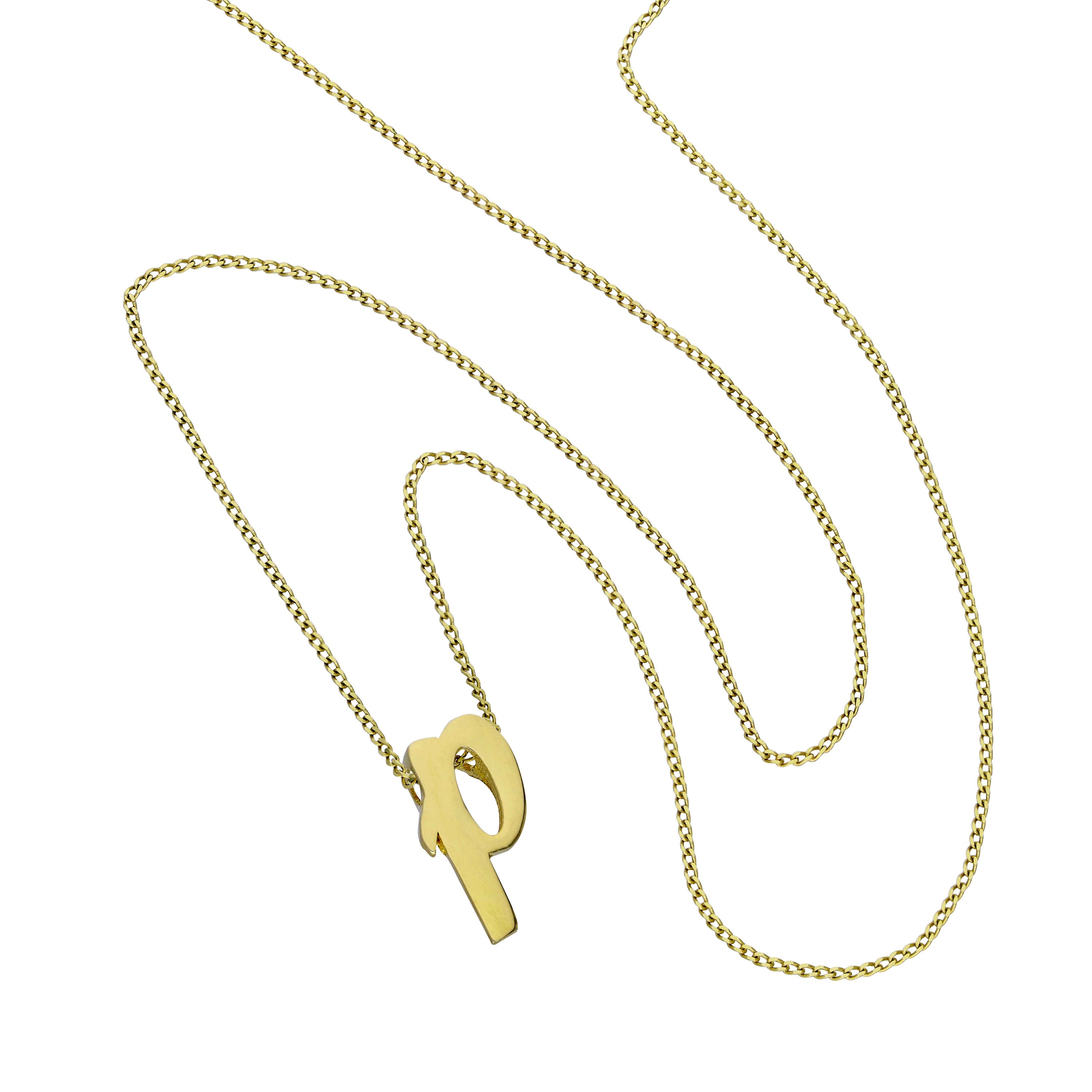 Tiny 9ct Gold Alphabet Letter P Pendant Necklace 16 - 20 Inches
