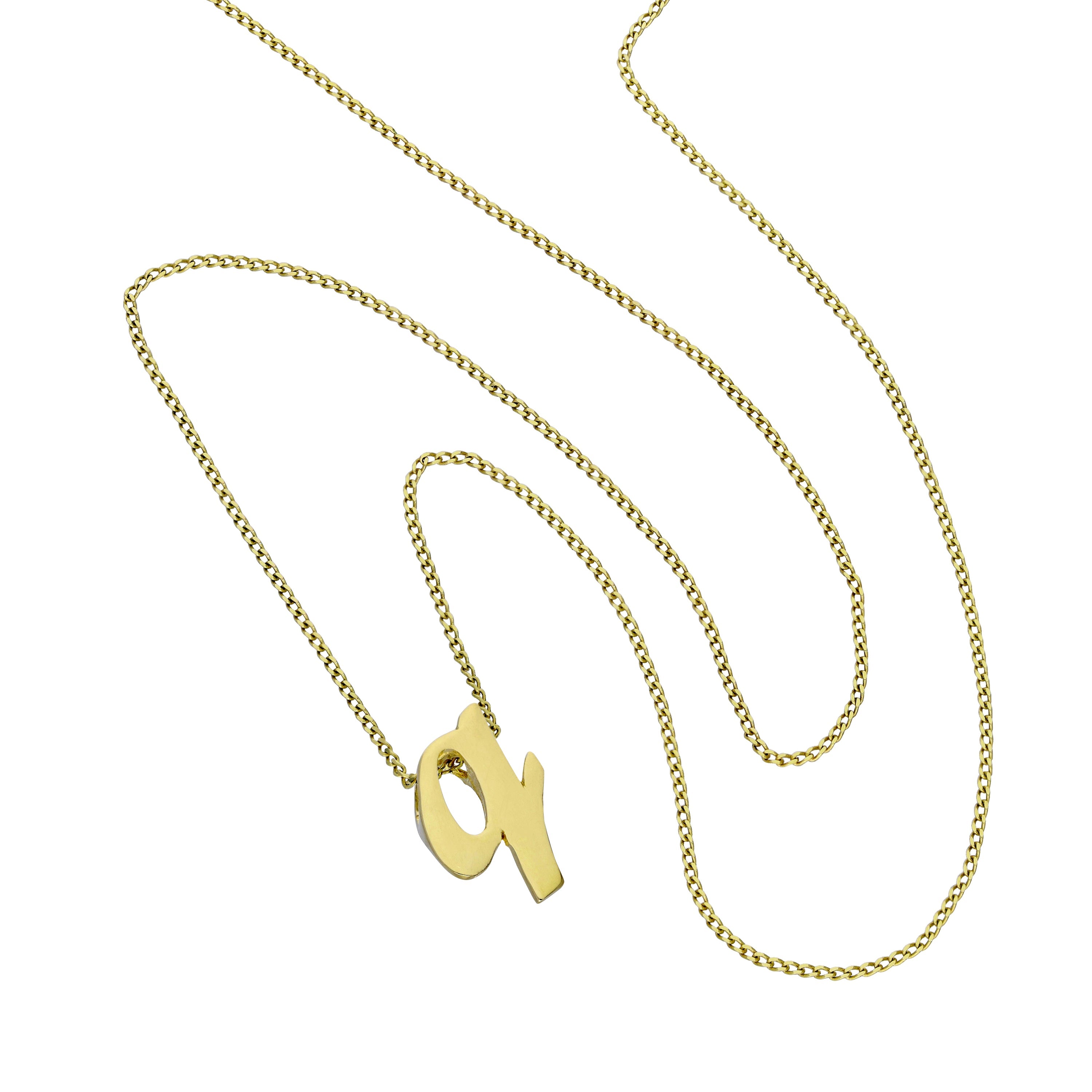 Tiny 9ct Gold Alphabet Letter Q Pendant Necklace 16 - 20 Inches