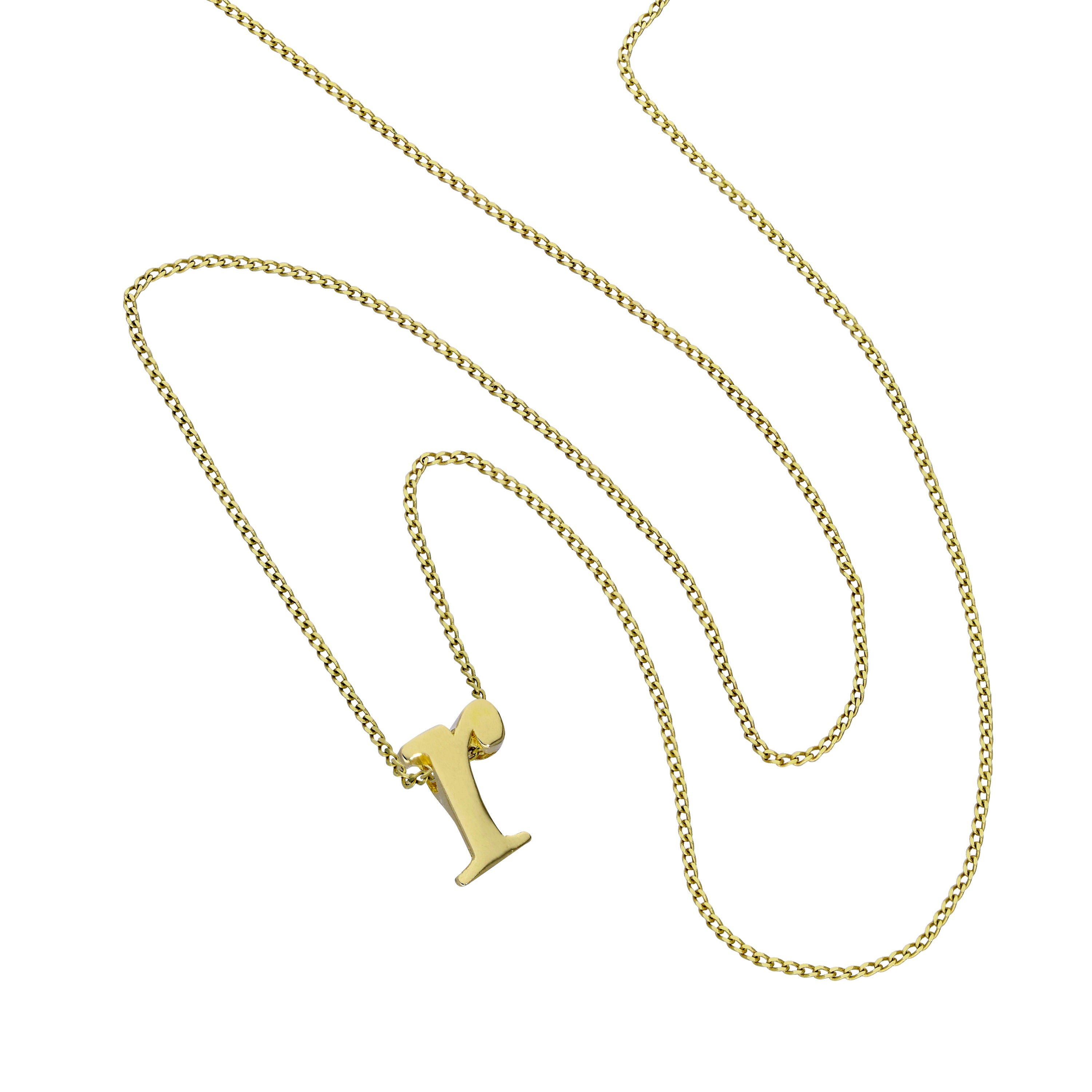 Tiny 9ct Gold Alphabet Letter R Pendant Necklace 16 - 20 Inches