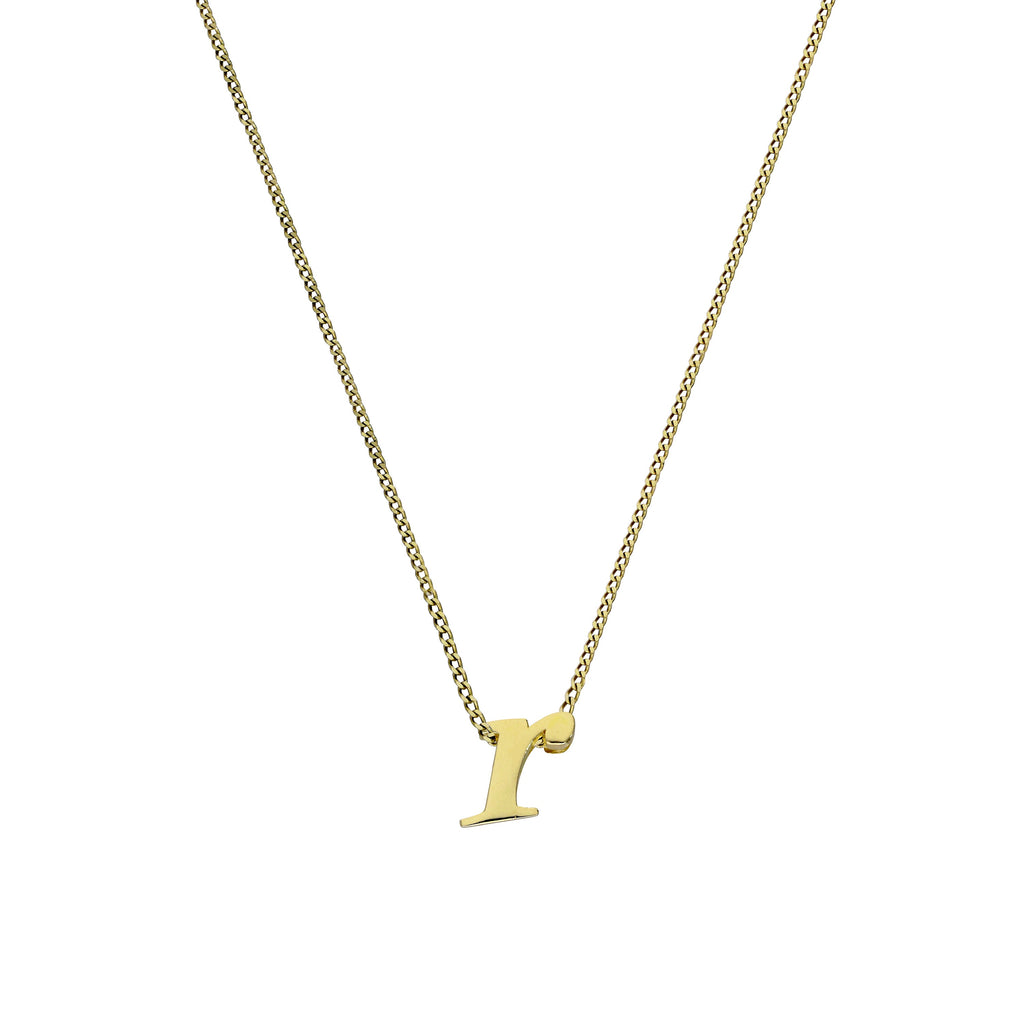Tiny 9ct Gold Alphabet Letter R Pendant Necklace 16 - 20 Inches