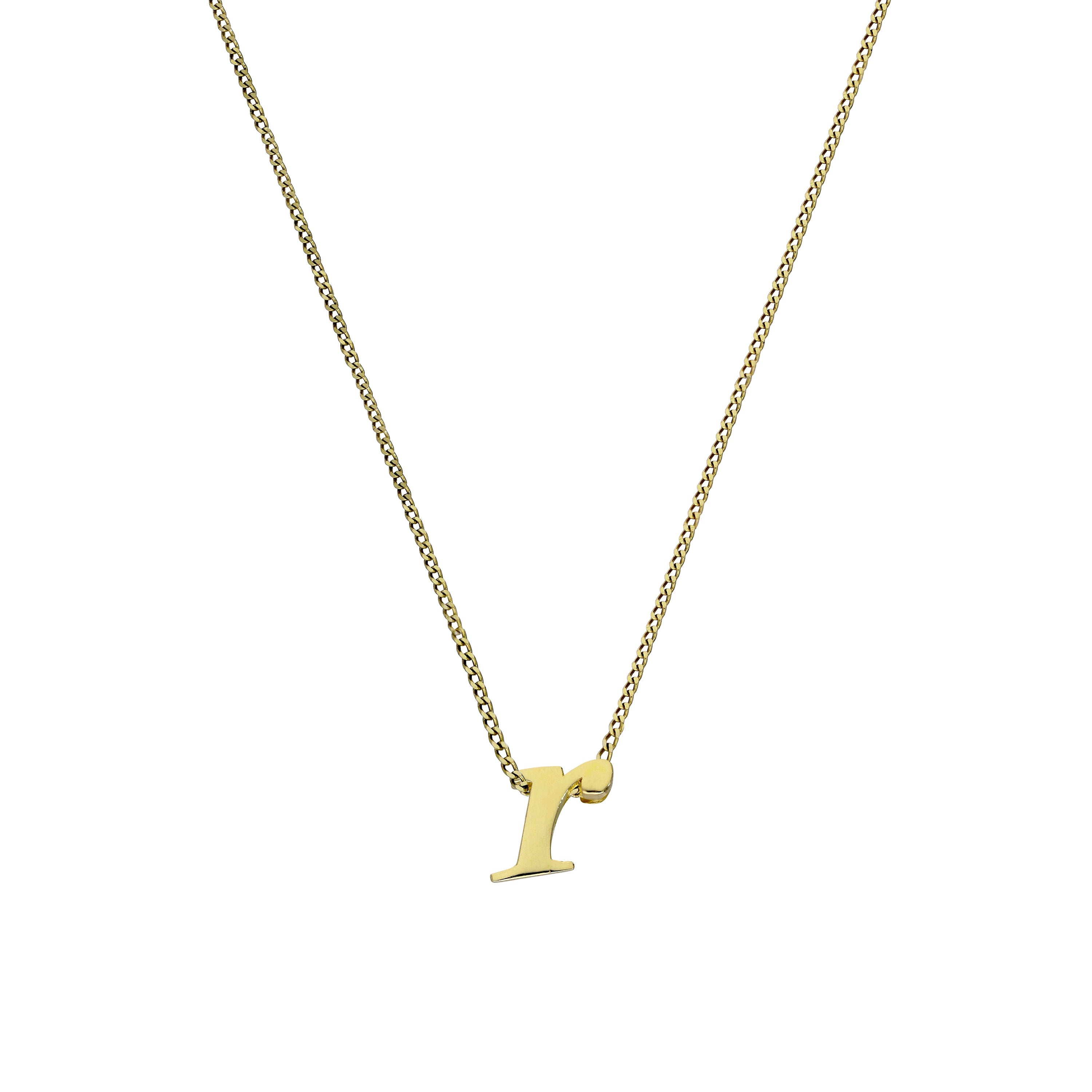 Tiny 9ct Gold Alphabet Letter R Pendant Necklace 16 - 20 Inches
