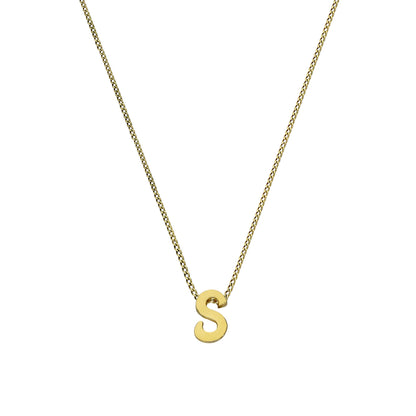 Winzig 9 Karat Gold Alphabet Buchstabe S Anhänger Halskette 40,5 - 51cm