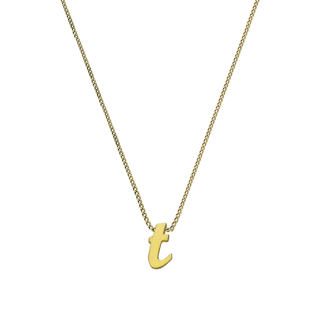 Tiny 9ct Gold Alphabet Letter T Pendant Necklace 16 - 20 Inches
