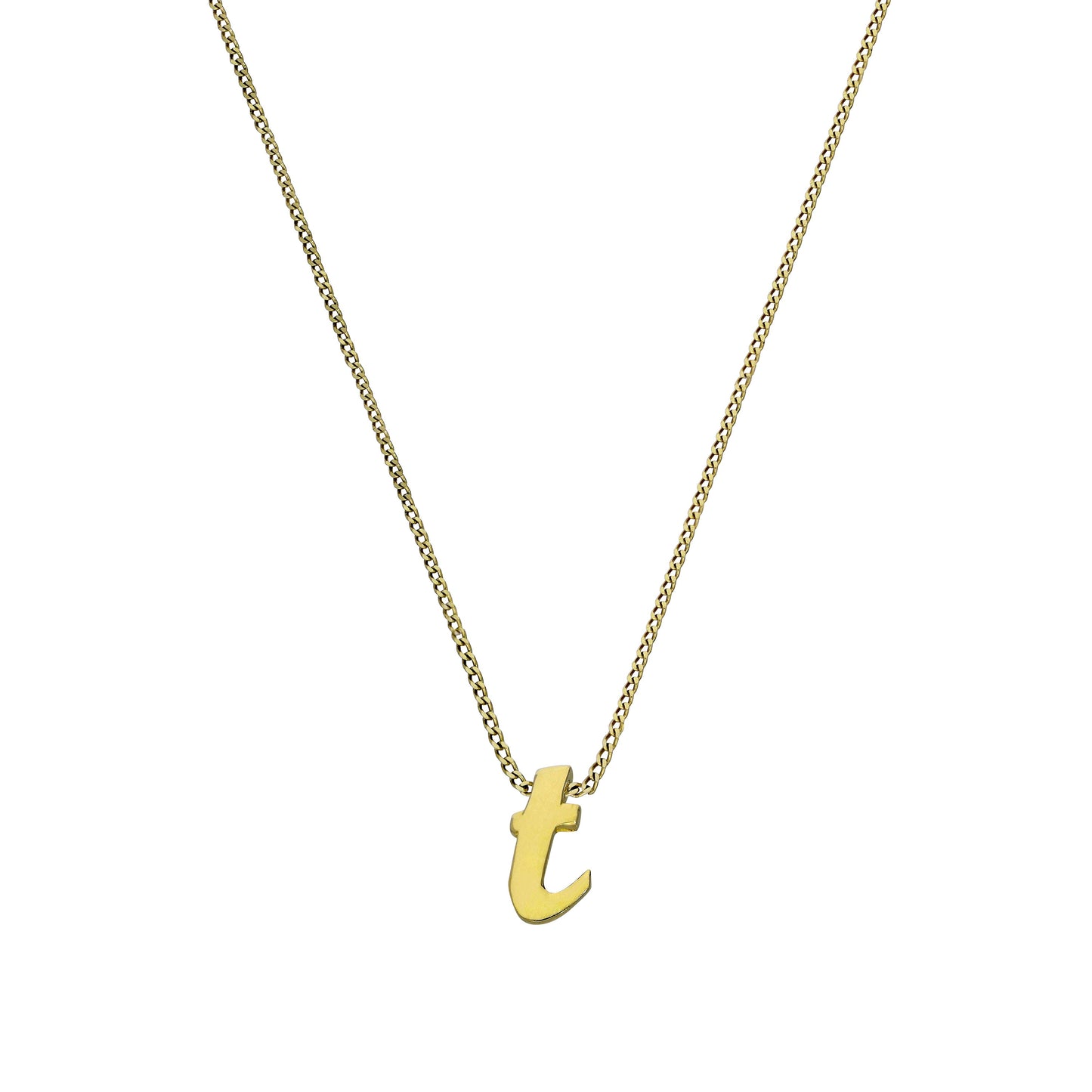 Tiny 9ct Gold Alphabet Letter T Pendant Necklace 16 - 20 Inches