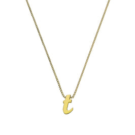 Tiny 9ct Gold Alphabet Letter T Pendant Necklace 16 - 20 Inches