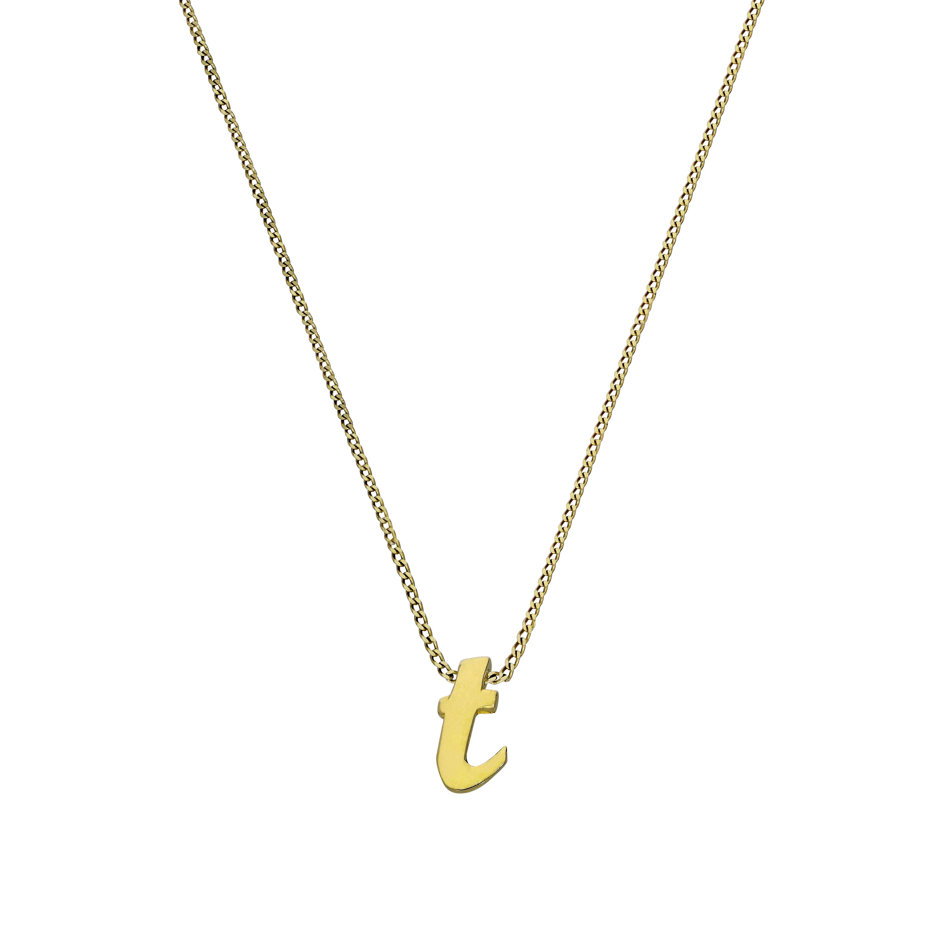 Tiny 9ct Gold Alphabet Letter T Pendant Necklace 16 - 20 Inches