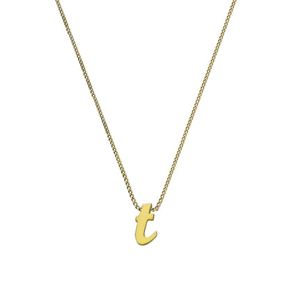 Tiny 9ct Gold Alphabet Letter T Pendant Necklace 16 - 20 Inches