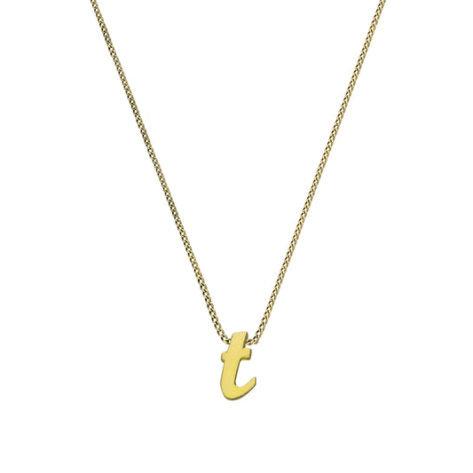 Tiny 9ct Gold Alphabet Letter T Pendant Necklace 16 - 20 Inches