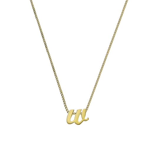 Tiny 9ct Gold Alphabet Letter W Pendant Necklace 16 - 20 Inches