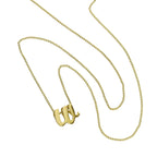 Tiny 9ct Gold Alphabet Letter W Pendant Necklace 16 - 20 Inches