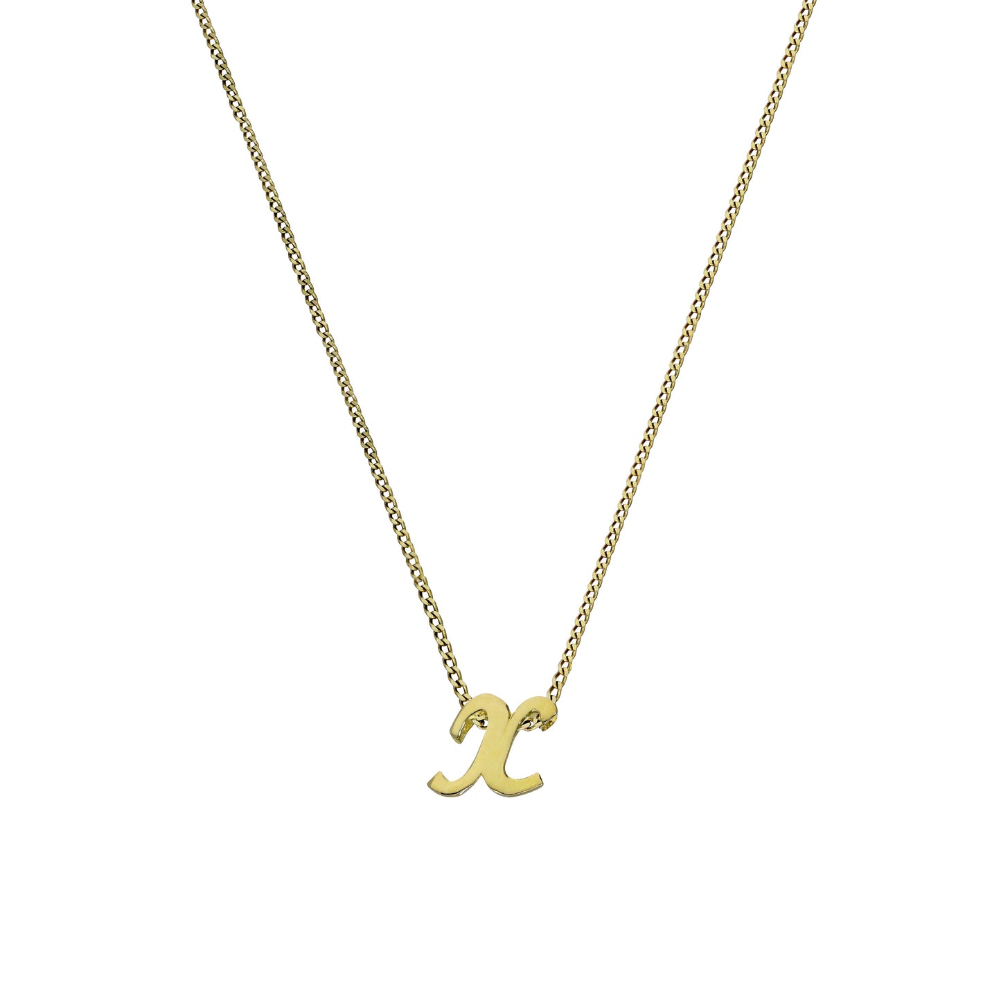 Tiny 9ct Gold Alphabet Letter X Pendant Necklace 16 - 20 Inches
