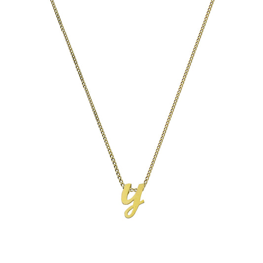 Tiny 9ct Gold Alphabet Letter Y Pendant Necklace 16 - 20 Inches