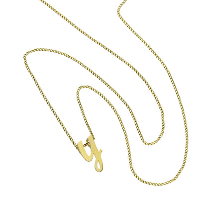 Tiny 9ct Gold Alphabet Letter Y Pendant Necklace 16 - 20 Inches