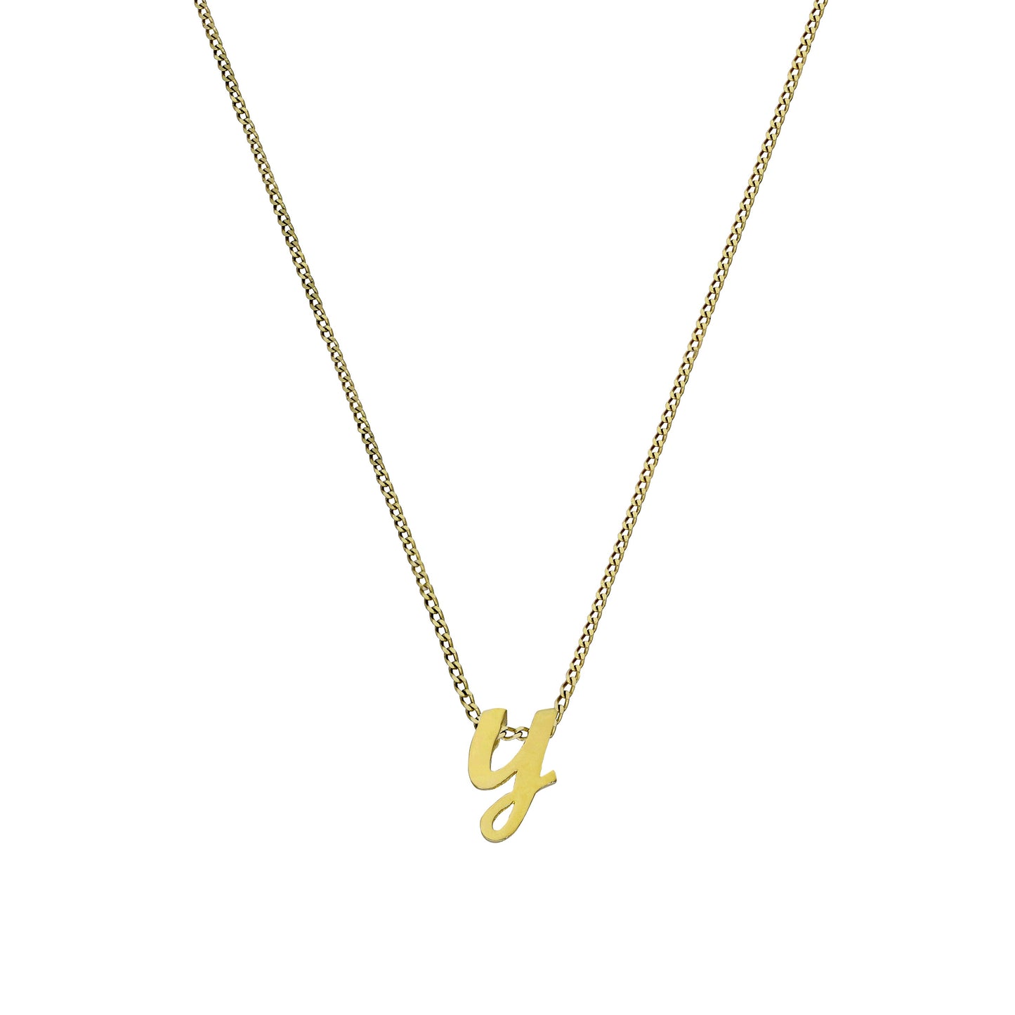 Tiny 9ct Gold Alphabet Letter Y Pendant Necklace 16 - 20 Inches