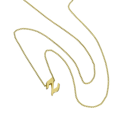 Tiny 9ct Gold Alphabet Letter Z Pendant Necklace 14 - 18 Inches
