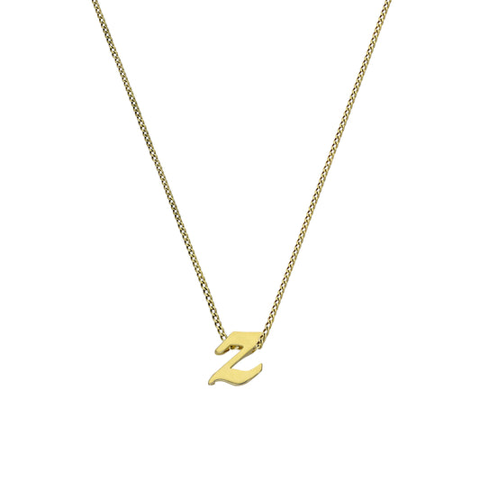 Tiny 9ct Gold Alphabet Letter Z Pendant Necklace 16 - 20 Inches