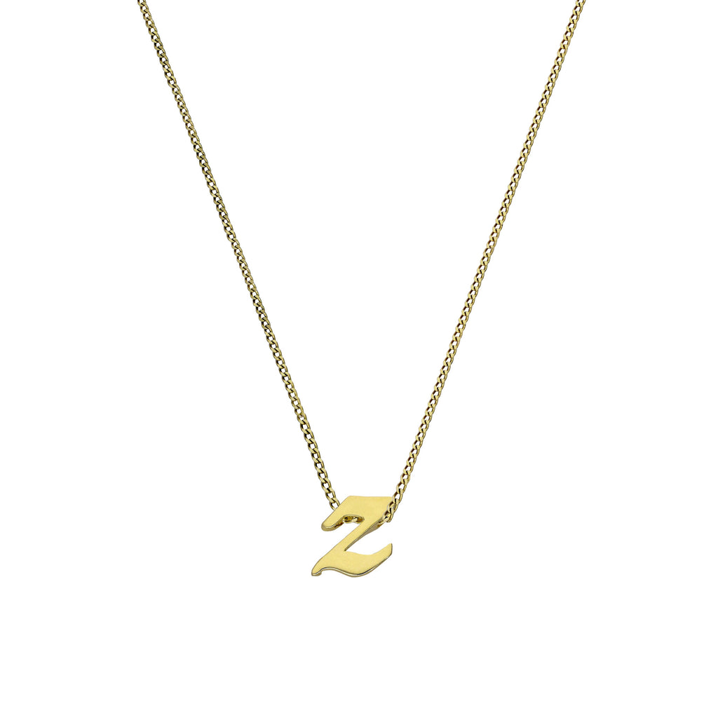 Tiny 9ct Gold Alphabet Letter Z Pendant Necklace 14 - 18 Inches