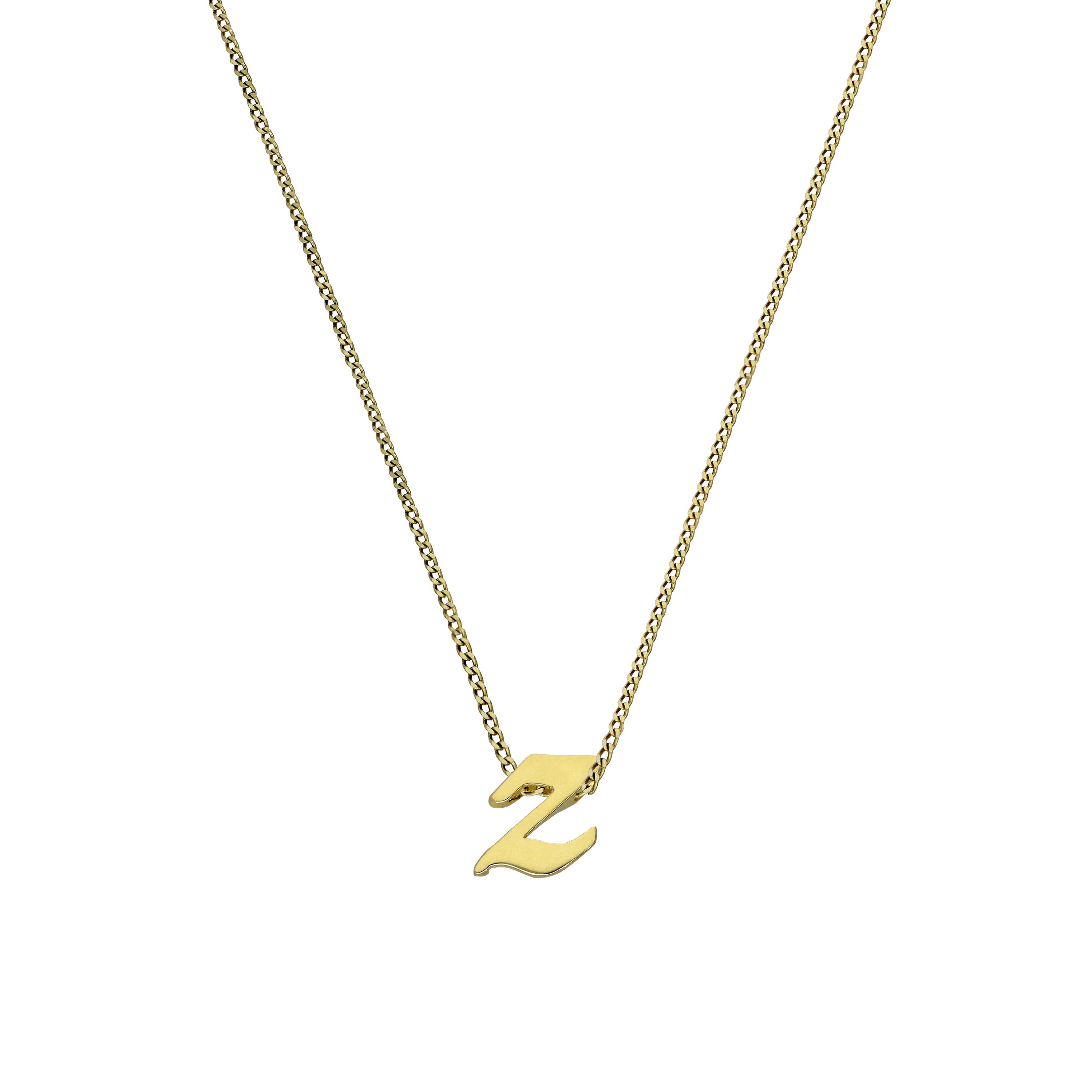 Tiny 9ct Gold Alphabet Letter Z Pendant Necklace 14 - 18 Inches